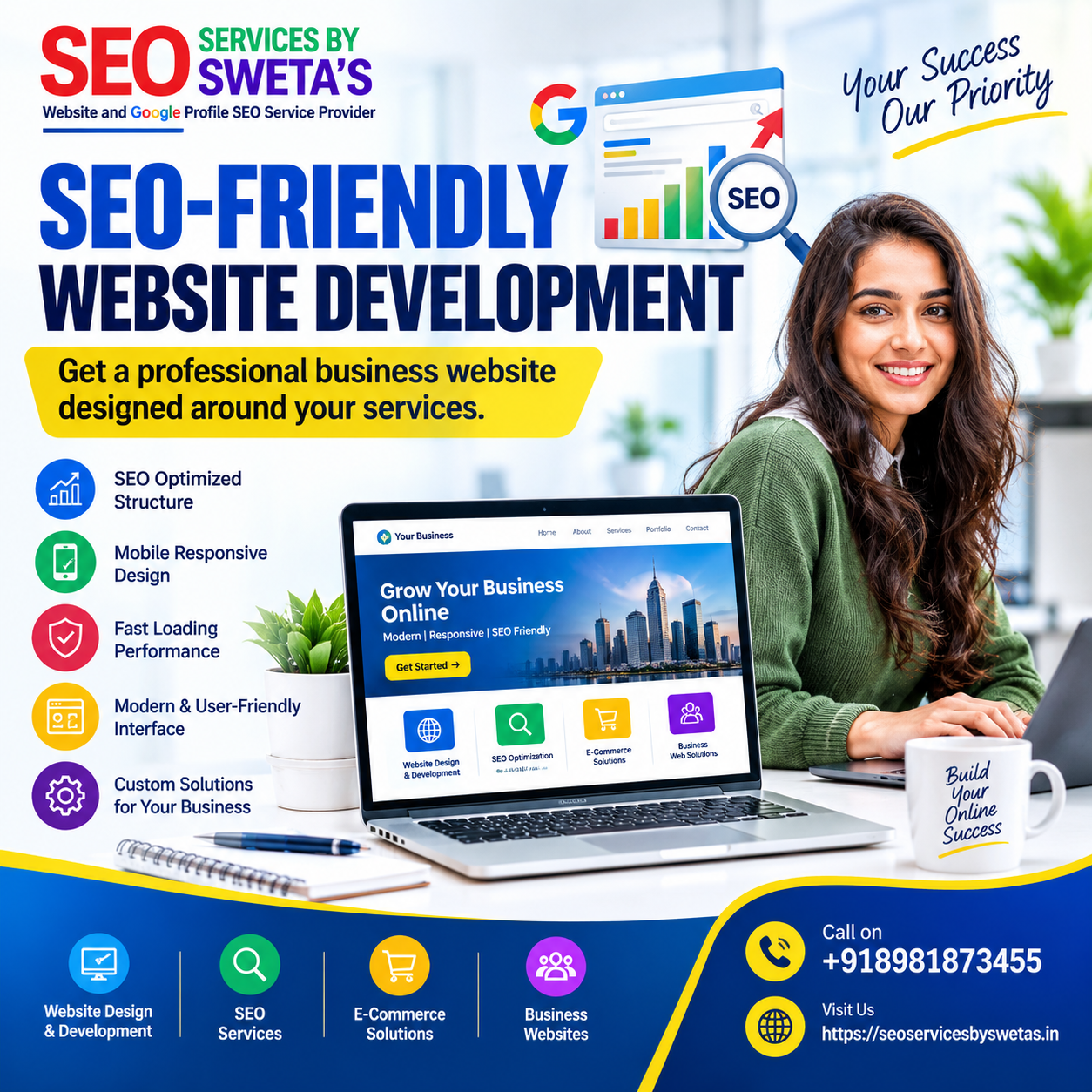 SEO-Friendly Website Development by SEO SERVICES BY SWETA'S